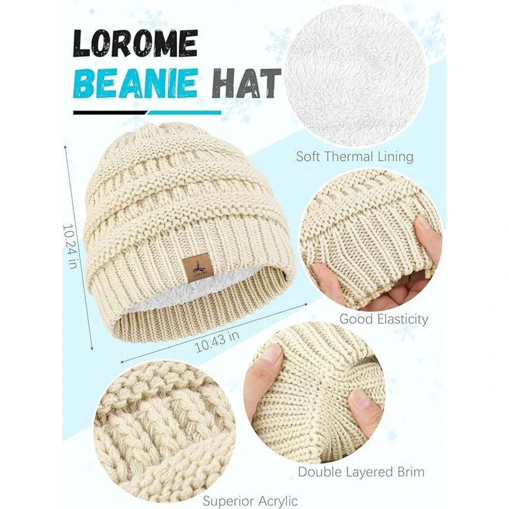 MSRP $31 Winter Beanie Hat Scarf Gloves Set Warm Fleece Knit Hats‎ Touch Screen